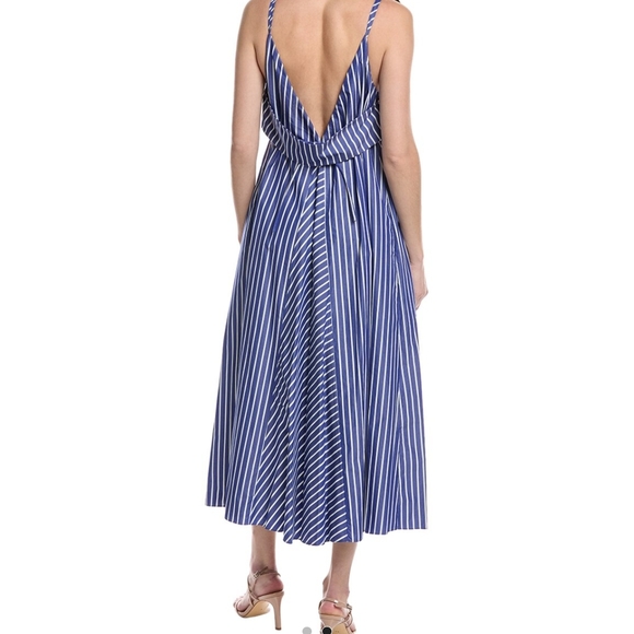 Rebecca Taylor Marseille Resort  Blue and White Ruched Tie Front Maxi Sundress - Picture 2 of 10